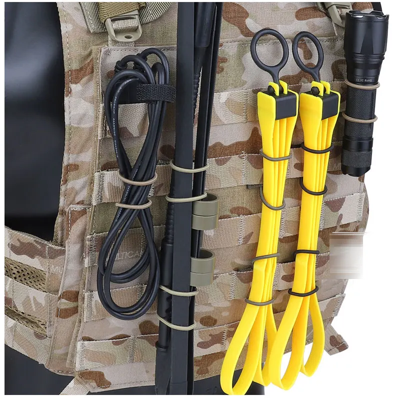 New Tactical Vest Elastic Webbing Loop PTT RETAINER MOLLE Storage Strap With Fixed Water Bag Pipe Finishing Strap