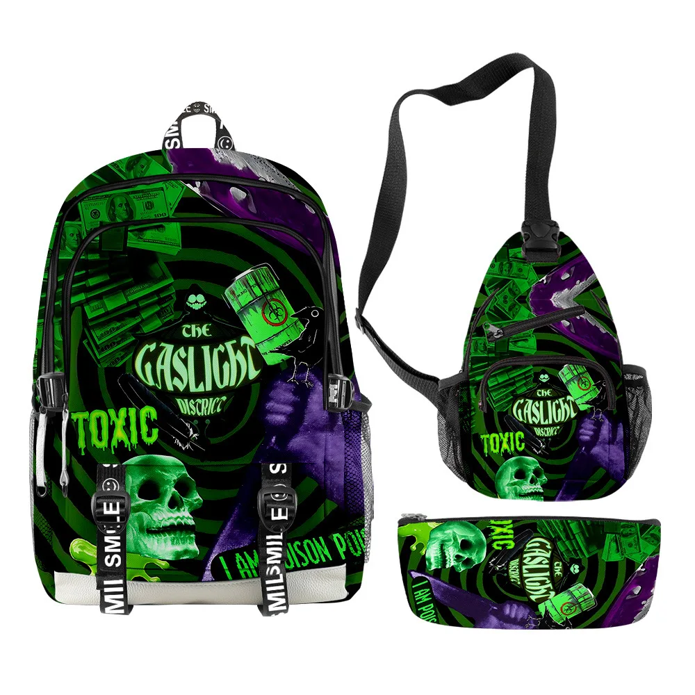 

Classic Popular The Gaslight District 3D Print 3pcs/Set Student School Bags multifunction Travel Backpack Chest Bag Pencil Case