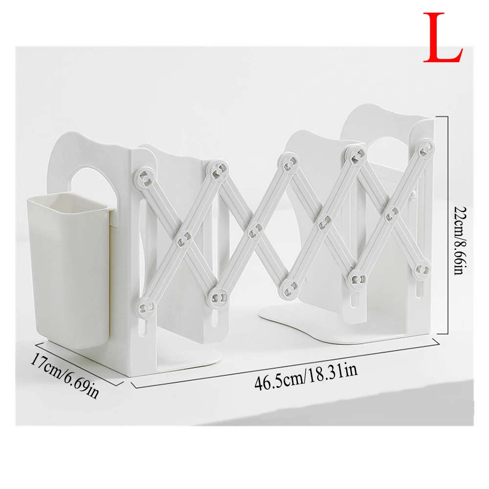 1pcs Retractable Desktop Bookends With Pen Holder Large Capacity Three Grids File Organizer Office Desktop Storage Supplies