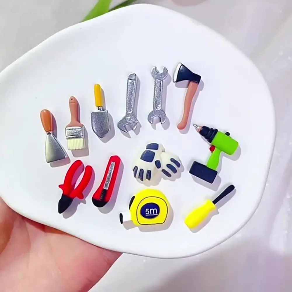 14PCS Mixed Pattern Dollhouse Repair Tool Resin Mulitoclor Scene Model Accessories Screwdriver Hammer Wrench