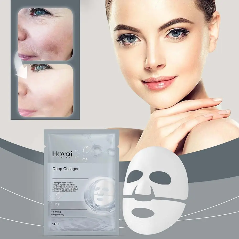 1Pcs Collagen Face Mask Moisturizing Firming Hydrating Sheet Acid Face Skin Facial Hyaluronic Care Brightening A3E2