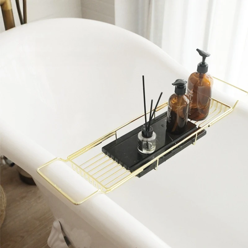 Stainless Steel Bathroom Bathtub Storage Rack Minimalist Scalable Waterproof Rust-proof Shelves Household Bathroom Accessories