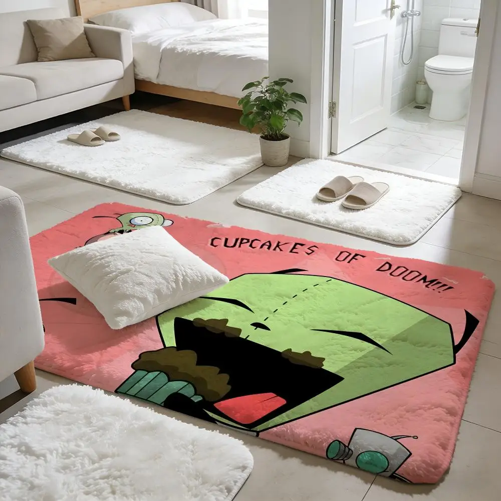 L-Invader Zim Anime Floor Mat Soft Flannel Floor Mat Non-Slip Absorbent Rug For Home Bedroom Bathroom