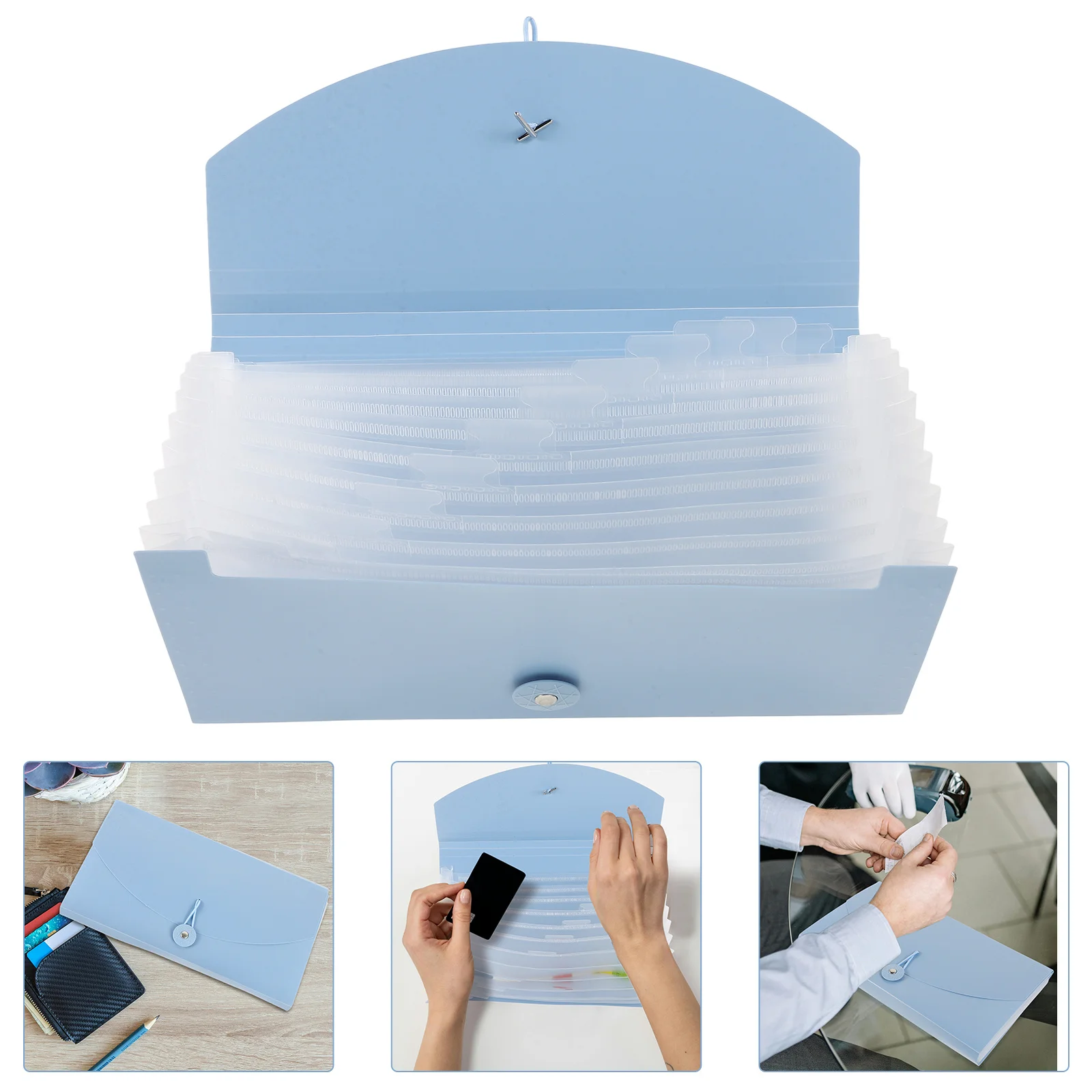 Organizador de archivos de acordeón portátil de gran capacidad, cordón colgante, carpeta de recibos multicapa, bolsa de documentos expandible pequeña de plástico