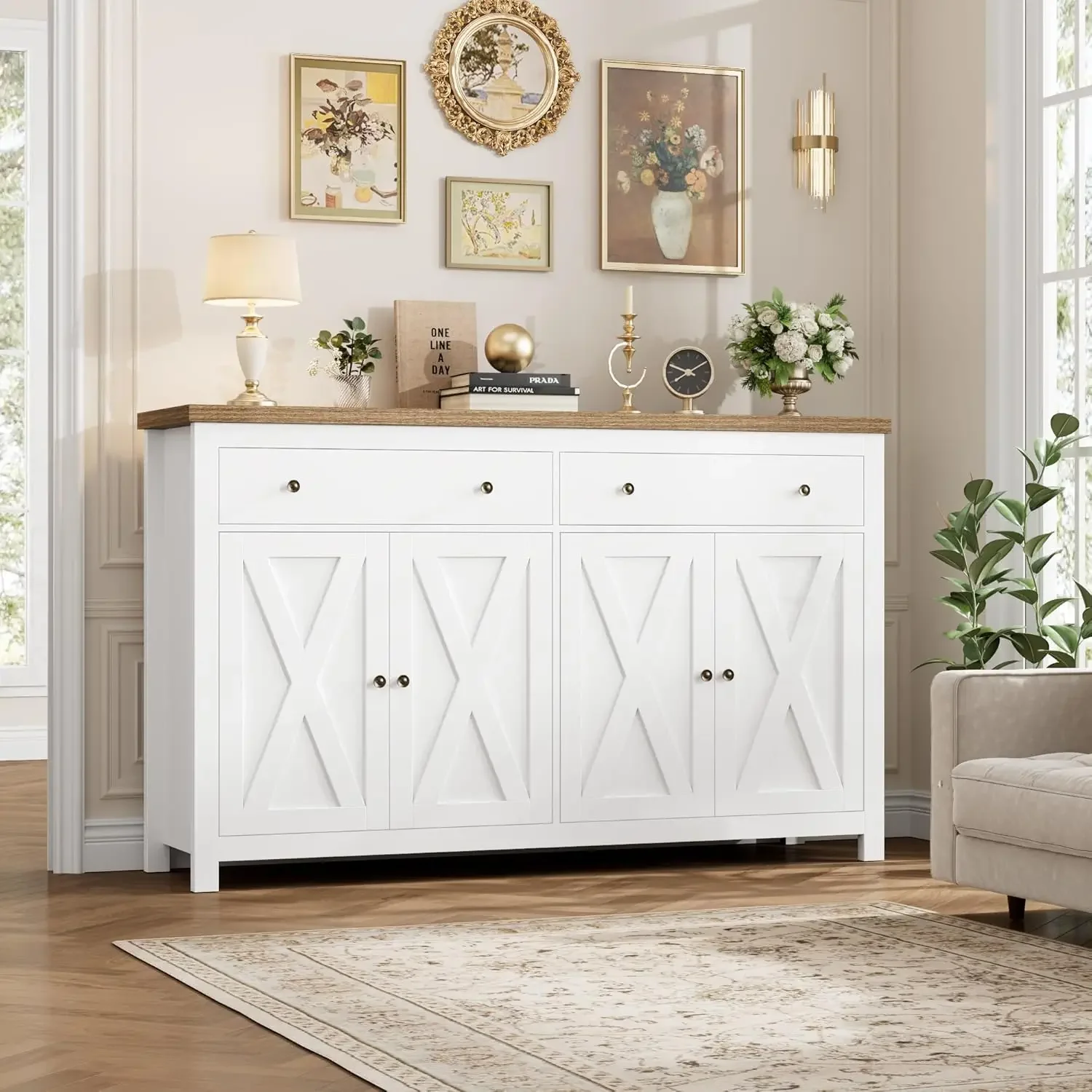 Sideboard Buffet Cabinet with Storage, 55