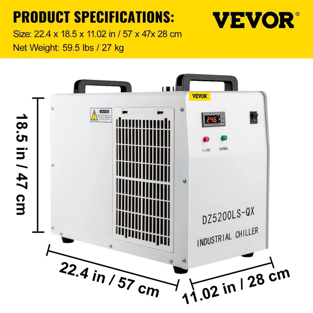 Imagem -06 - Vevor-cnc Máquina de Gravação a Laser Chiller Thermolysis Refrigerador de Água Industrial Tubo de Vidro de Refrigeração 130w 150w Co2 Cw5200