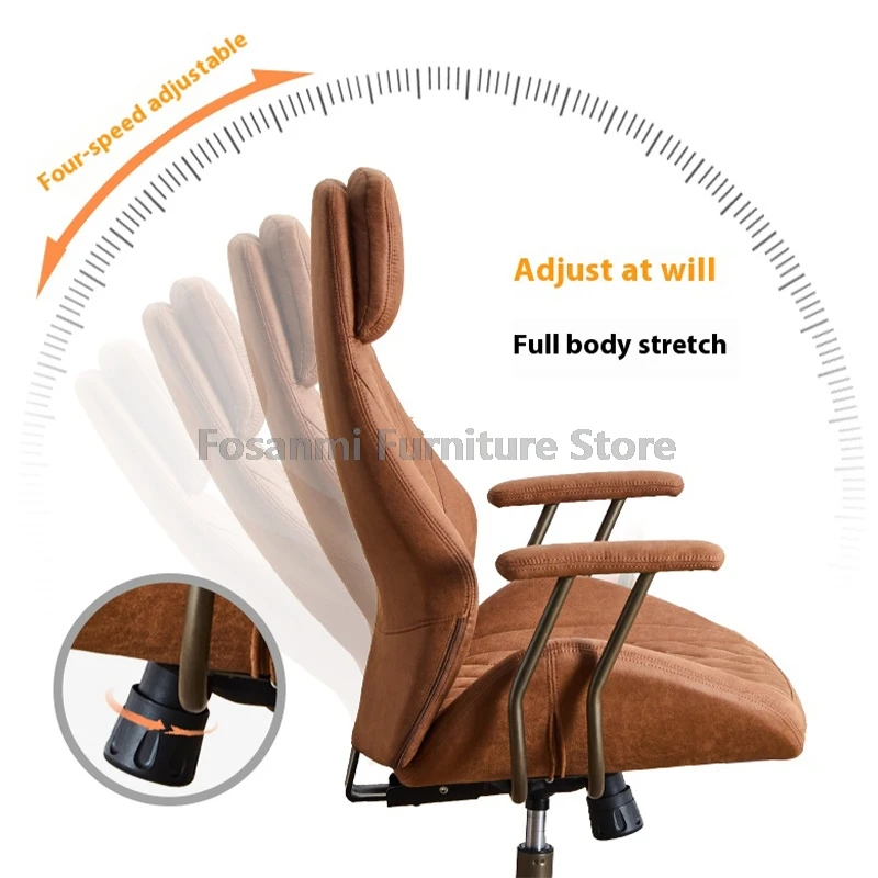Vintage Faux Suede Executive Office เก้าอี้ปรับ Luxury Home นอนเก้าอี้คอมพิวเตอร์ Ergonomic Gaming หมุนโต๊ะเก้าอี้
