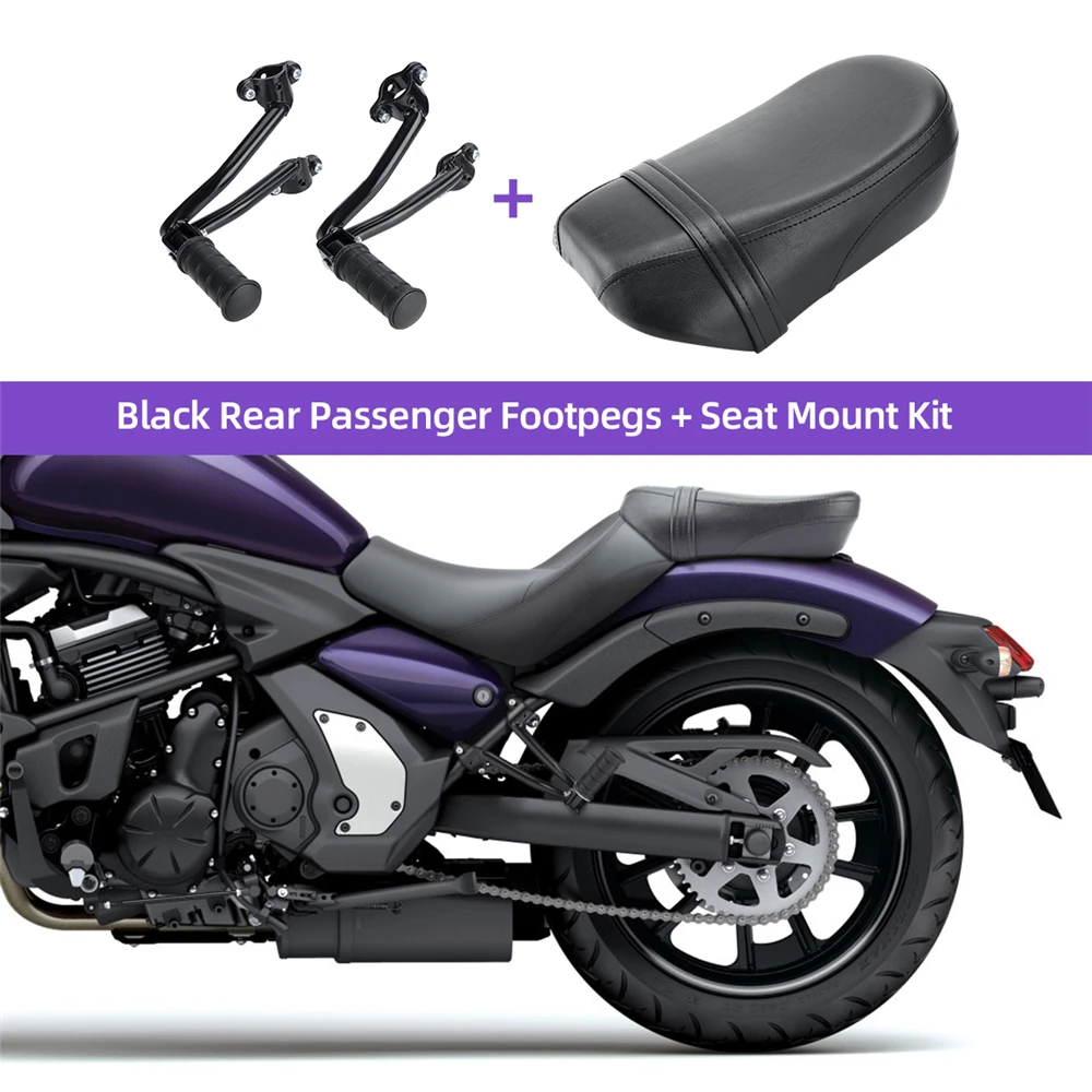 Motorcycle Rear Passenger Seat Pad Custom Foot Pegs Pedal Mount for Kawasaki Vulcan S 650 VN650 2015-2022