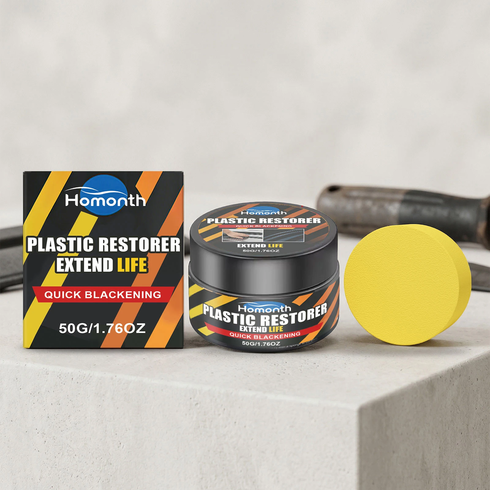 50g Black Trim Restorer for Cars Interior Exterior Trim Scratch Remover Kit Non-Greasy for Restores Faded Plastic Vinyl Rubber