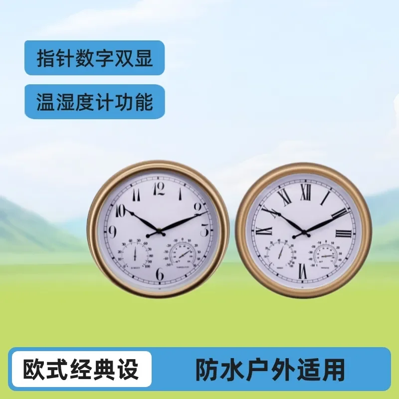 15-inch Waterproof Outdoor Garden Thermohygrometer Wall Clock for Hot-Selling Products