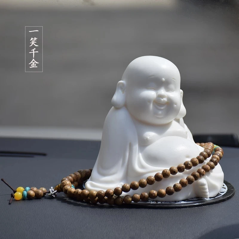 Lucky Cute inside the Car Individual Porcelain Maitreya Buddha Ornaments Little Monk Car Perfume Holder Home Decorations