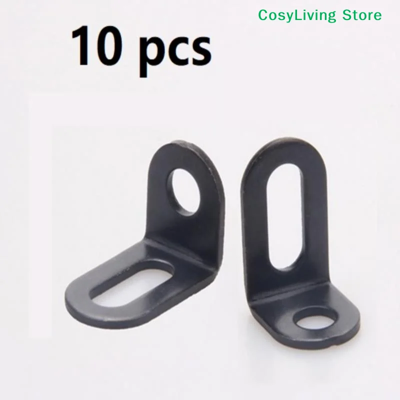 [CL]10Pcs Metal Corner Braces Brackets Right Angle L Shape Brace Bracket Black[CL]