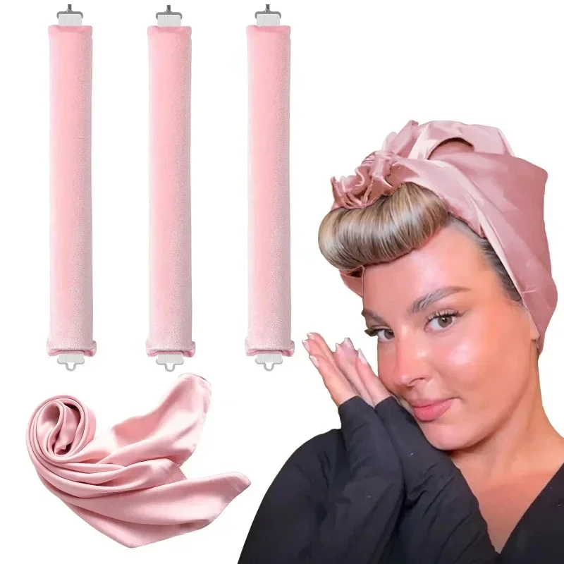 

Heatless Curling Rod Headband Soft Hair Curlers with Scarf No Heat Hair Rollers Sleeping Lazy Curls Flexi Rods Hair Styling Tool