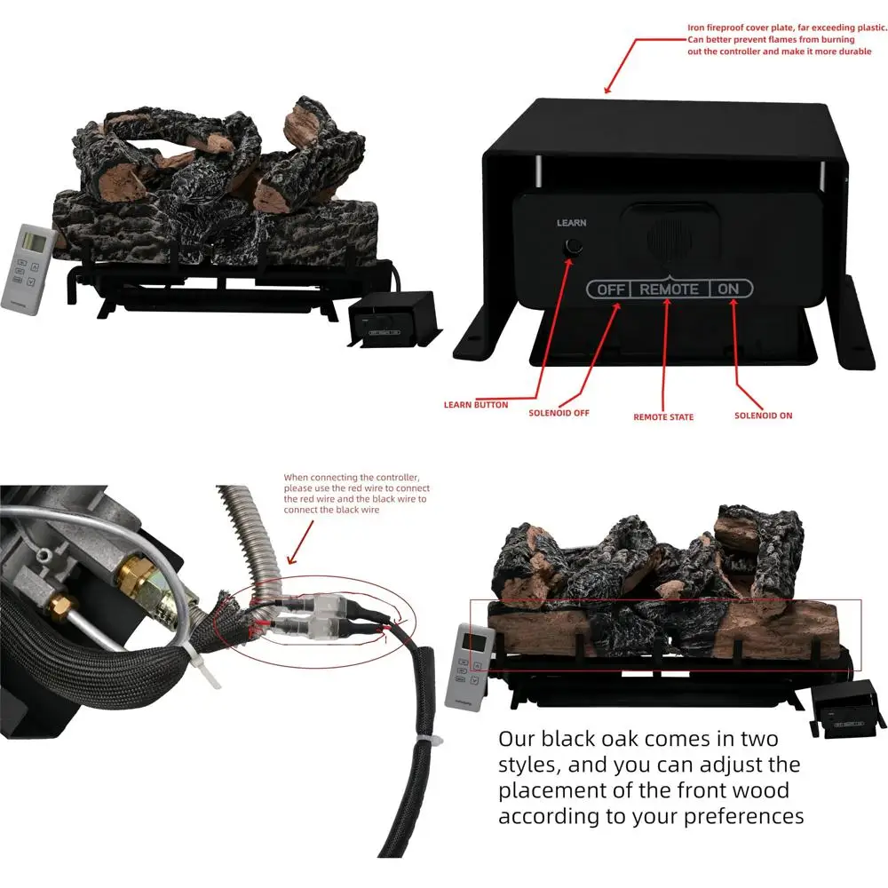 

Efficient 18-24 Inch Ventless Fireplace Logs for Liquid Propane, Remote Control Included, Heats up to 36,000 BTU