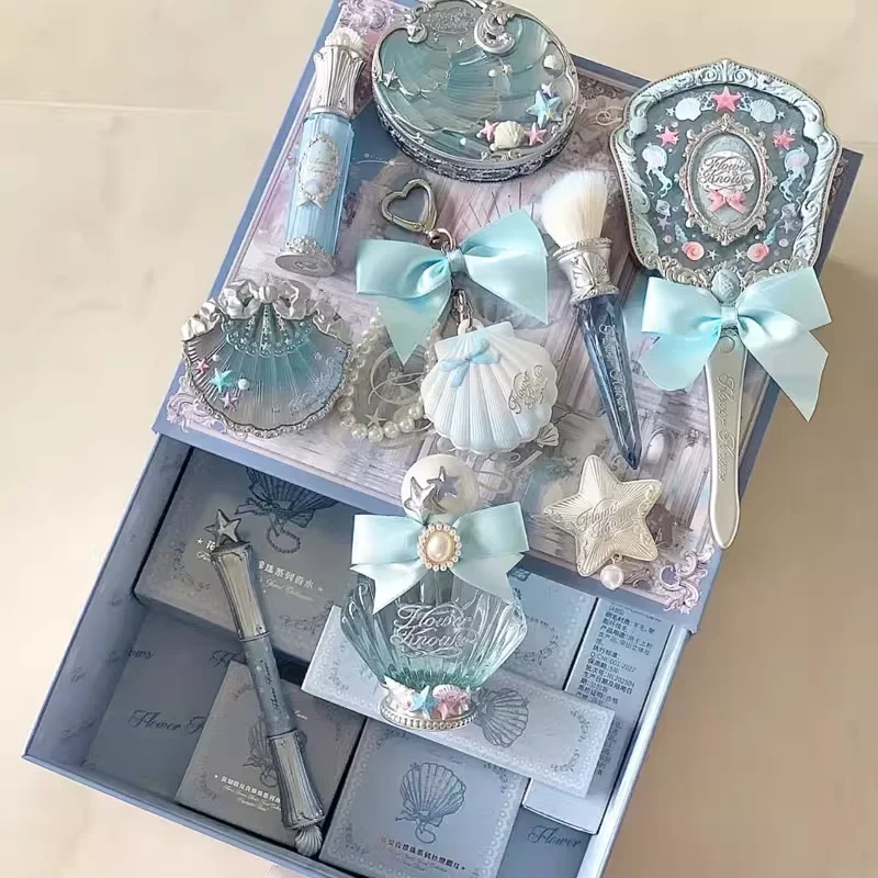Flower Knows Shells Perle ensemble de maquillage Fard à paupières Essence Lèvre Miel Blush Joue Maquillage Océan Coffret cadeau Kit de maquillage Professionnel complet