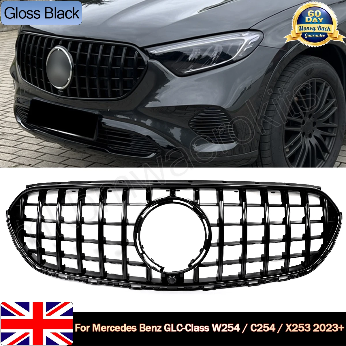 

Front Bumper Grille For Mercedes X254 C254 GLC220 GLC260 GLC300 AMG 2023+ Black