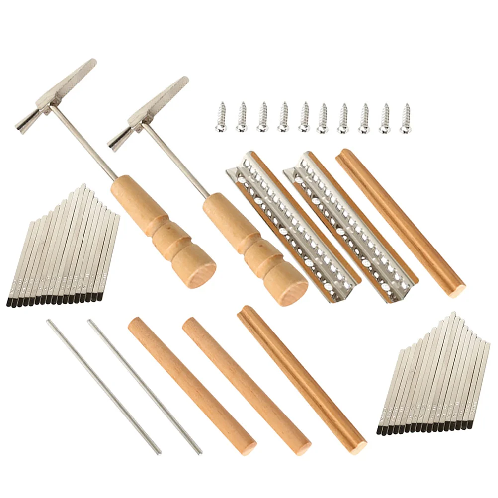 

2 Sets 17 Keys Kalimba Repairing Thumb Piano Diy Accessories Bridge Saddle Screws Tuning Hammer Unfinished Parts For