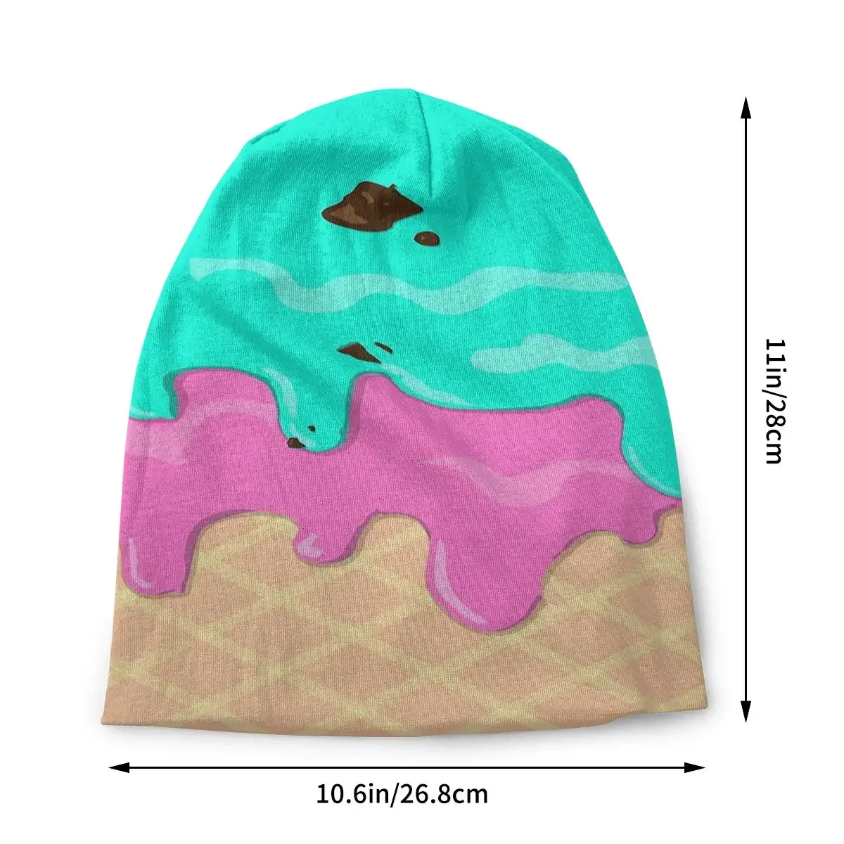 Ice Cream In A Cone Mint Chocolate And Strawberry Unisex Bonnet Winter Warm Hiking Hats Double Layer Thin Hat Breathable Caps