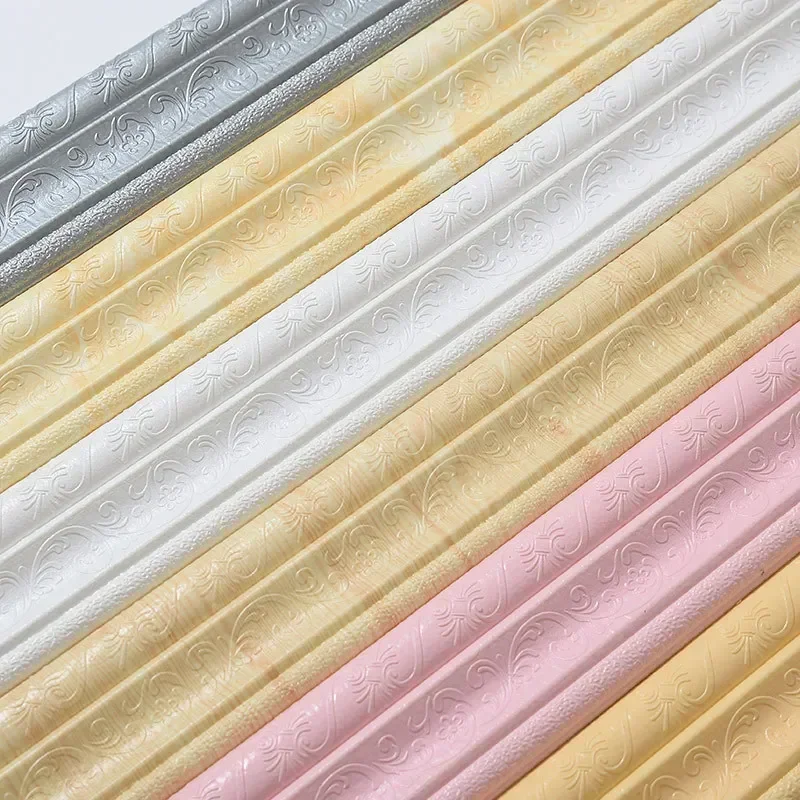 3D Wall Trim Line Skirting Sticker Self-Adhesive Vinyl Wall Trim Sticker 230*8*0.8cm Household Waterproof Baseboard Wall-paper