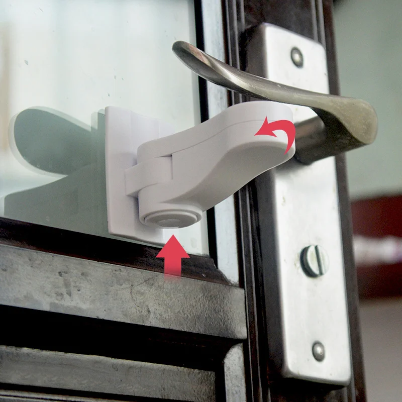 아기 안전 잠금장치 어린이 문 열림 방지 마법의 구멍 없는 도난 방지 도어 핸들 개방 방지 장치 반려동물 도어 래치