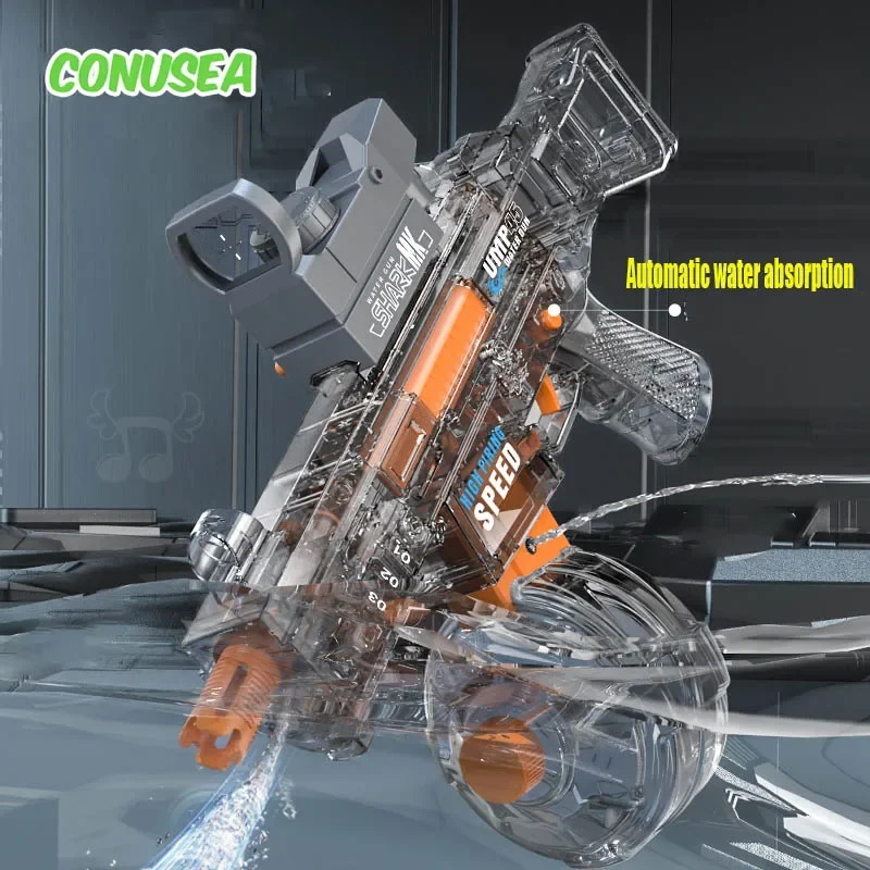 Water Absorption Electric Water Gun Automatic with Light water Toy Continuously Shooting Large Capacity Outdoor Sprinkler Toys