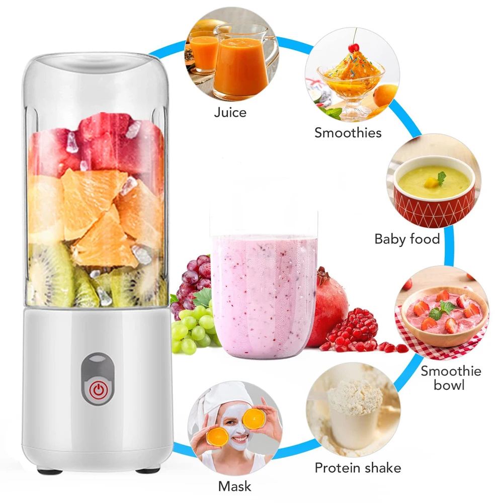 Portable Blender Mini Juicer Machine Rechargeable Juice Smoothie Blender Electric Fruit Mixer Orange Milkshake Juice Extractor