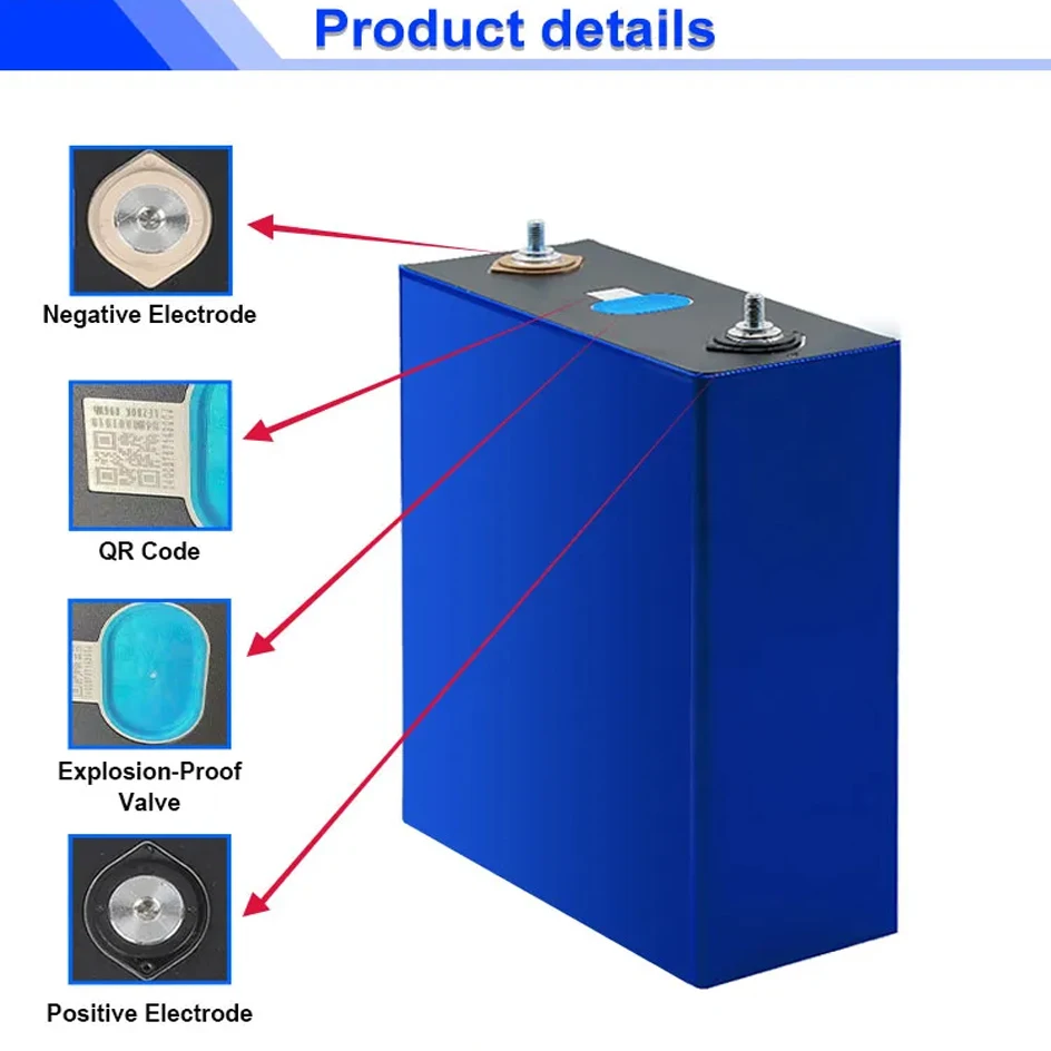 LiFePO4 Grade A Battery Cell 3.2V 280Ah 310Ah 200Ah 105Ah 100Ah for RV Golf Cart Marine Solar System