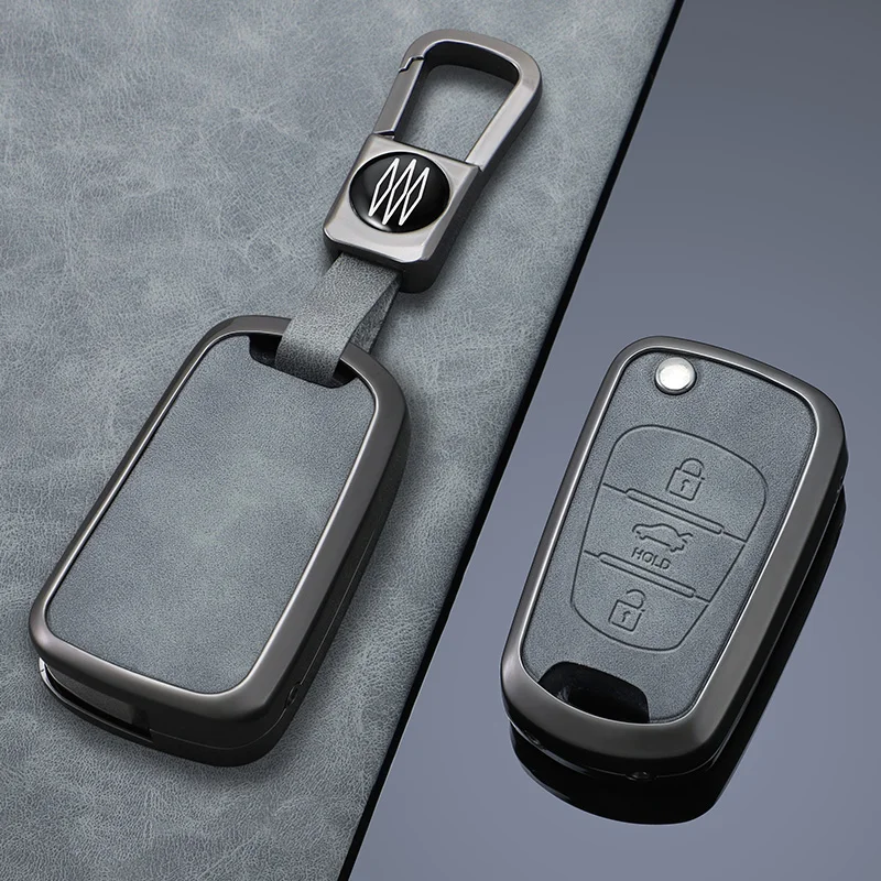 leather Zinc Alloy Car Key Case Cover For KIA Rio 3 Ceed Pro Optima Pride Sportage Soul K2 K5 Key Chain Accessories