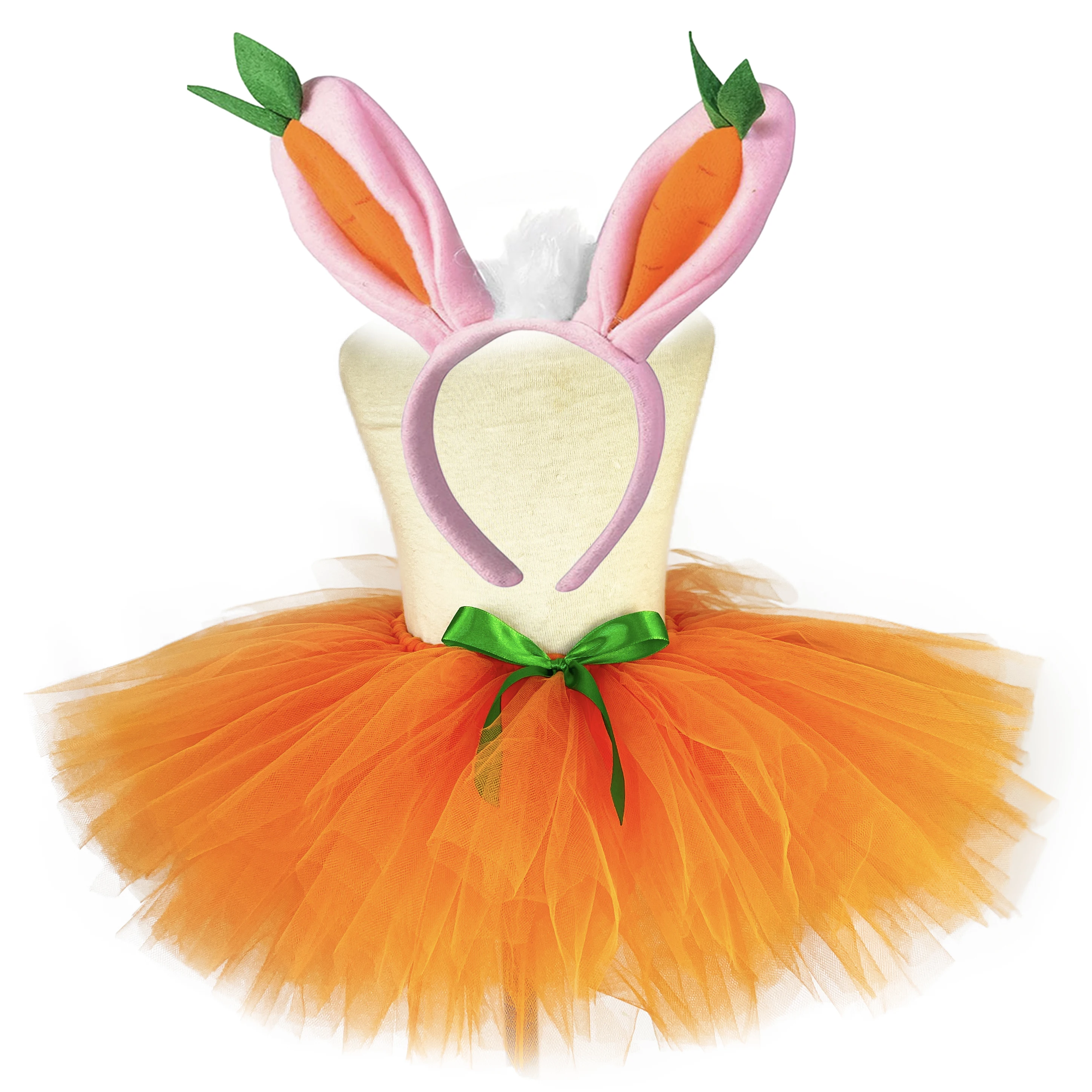 Girls Orange Rabbit Tutu Skirts Baby Easter Bunny Fairy Pettiskirts with Hairbow Kids Halloween Cosplay Party Costumes Skirt