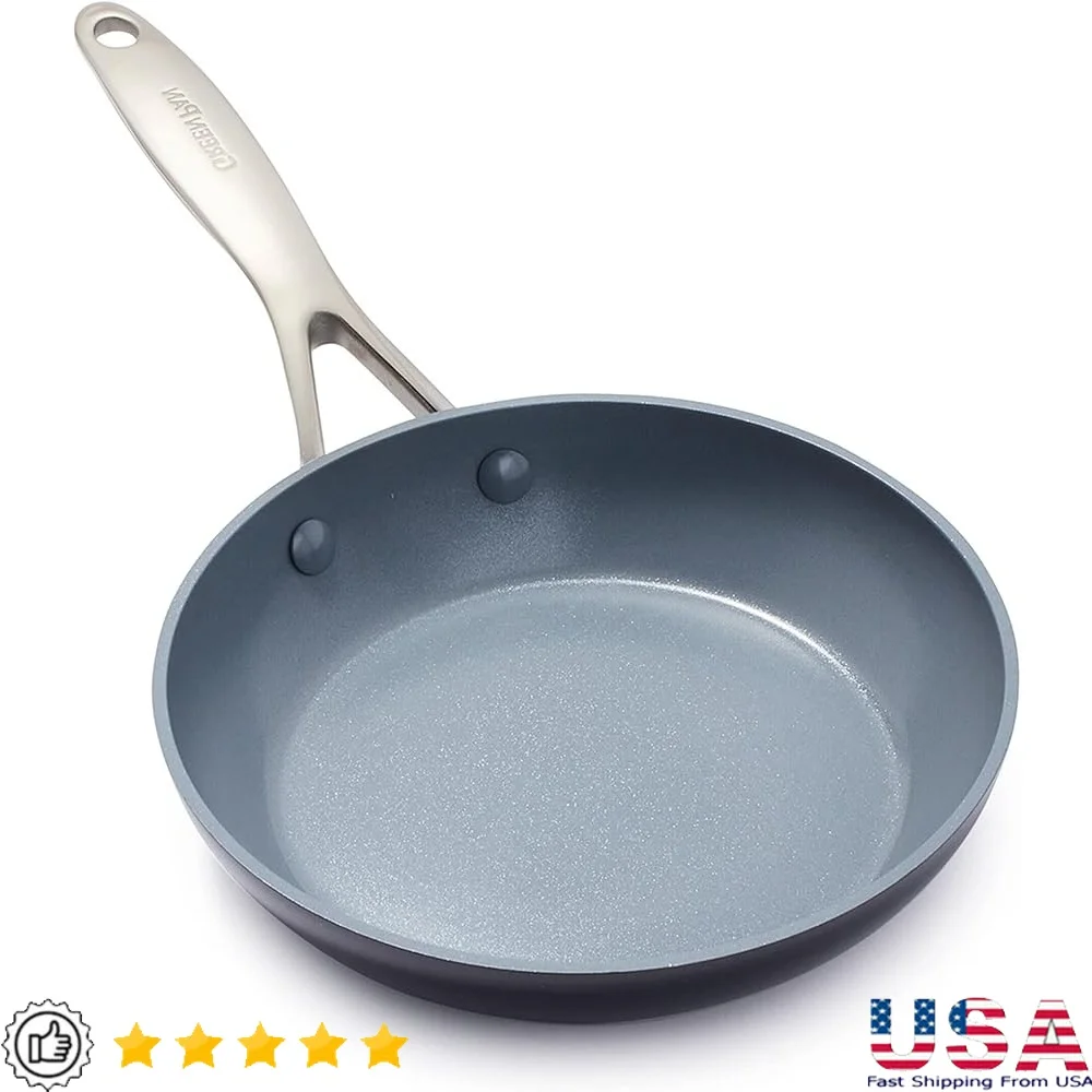 

Healthy Ceramic Nonstick Skillet 8 Inch PFOA PFAS Free Induction Dishwasher Safe Scratch Resistant Oven Safe Cooking Pan