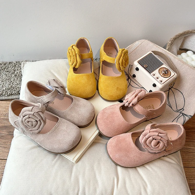 

Fashion Spring Autumn Girls Pink Mary Jane Shoes Fairy Ballet Rose Flower School Student Loafer Flats Footwear Size 23-34