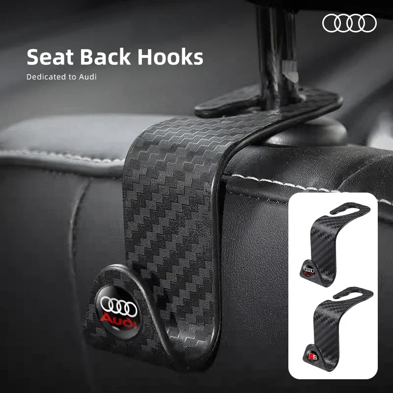 Carbon Fibre Car Seat Headrest Hook Auto Back Seat Organizer Bracket For Audi Sline A3 A4 B8 8P B9 8V B6 A5 B7 A1 A6 C6 Q3 Q5 C7