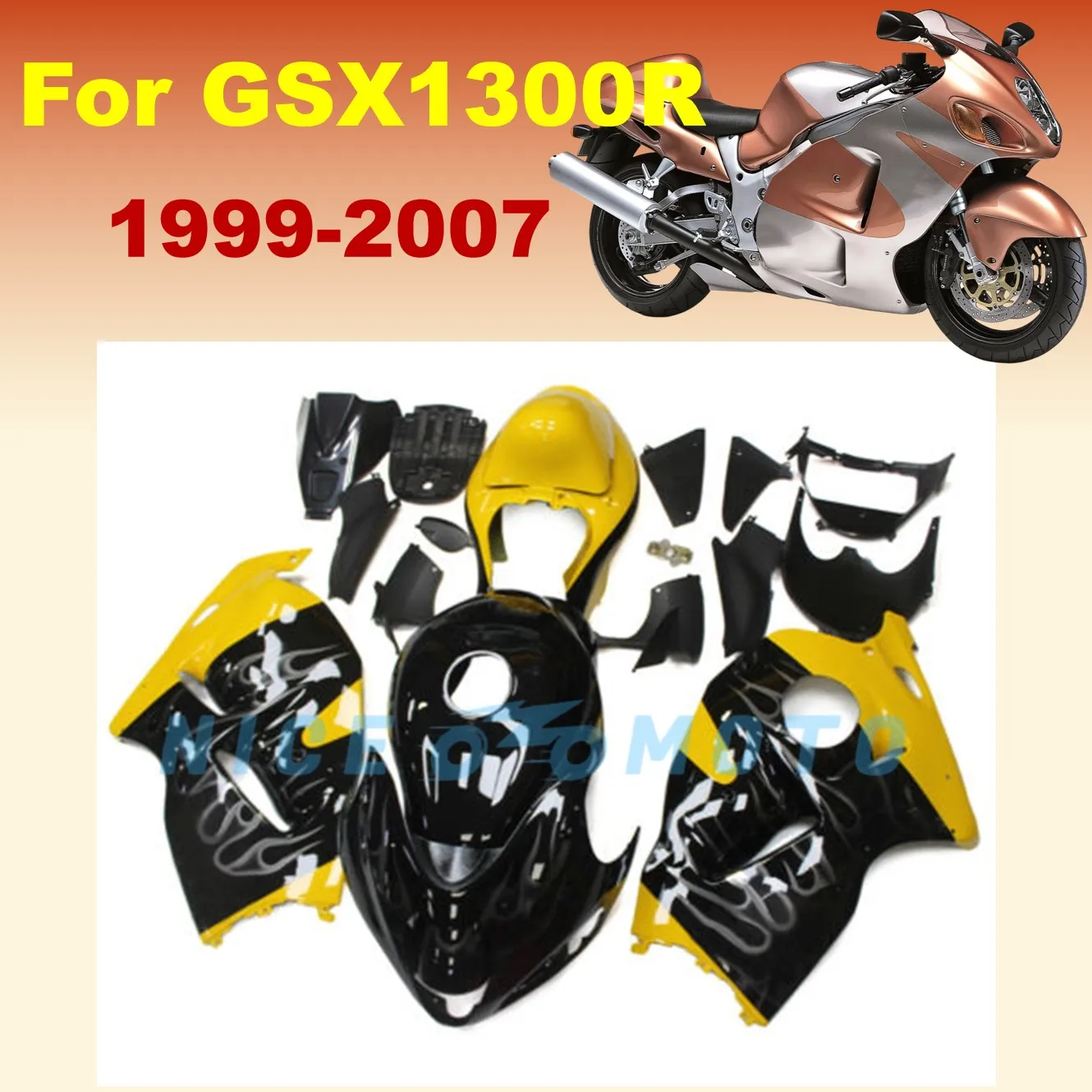 For Suzuki GSXR1300 1999 2007 2006 Hayabusa  01 02 03 04 05 GSX1300R Yellow Black Bodywork Set Injection ABS Plastic Fairing Kit