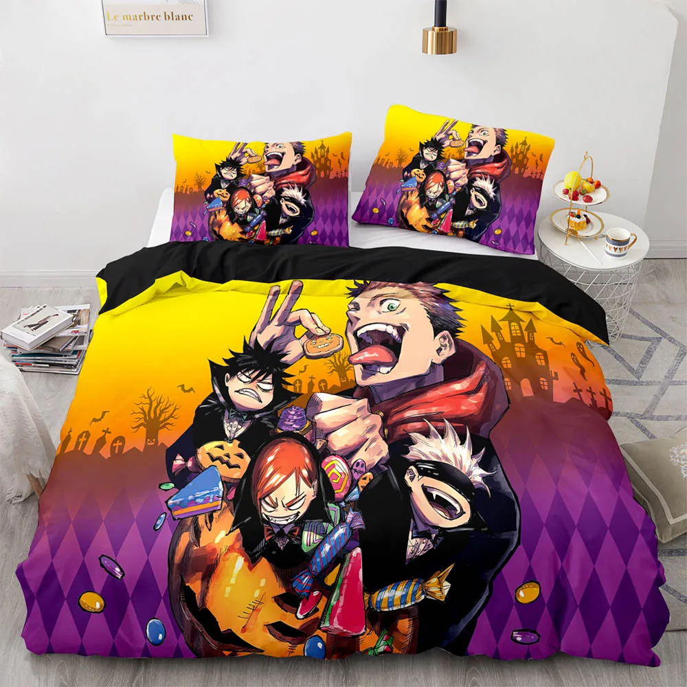 

3D Jujutsu Kaisen Bedding Set Single Twin Full Queen King Size Anime Bed Set Aldult Kawaii Kid Bedroom Duvetcover Sets 3D Print