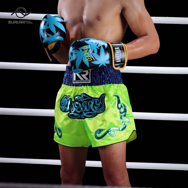 

Shorts Muay Thai Embroidery Kick Boxing Pants Women Men Child Martial Arts Training Clothes Grappling Kickboxing Fight Trunks