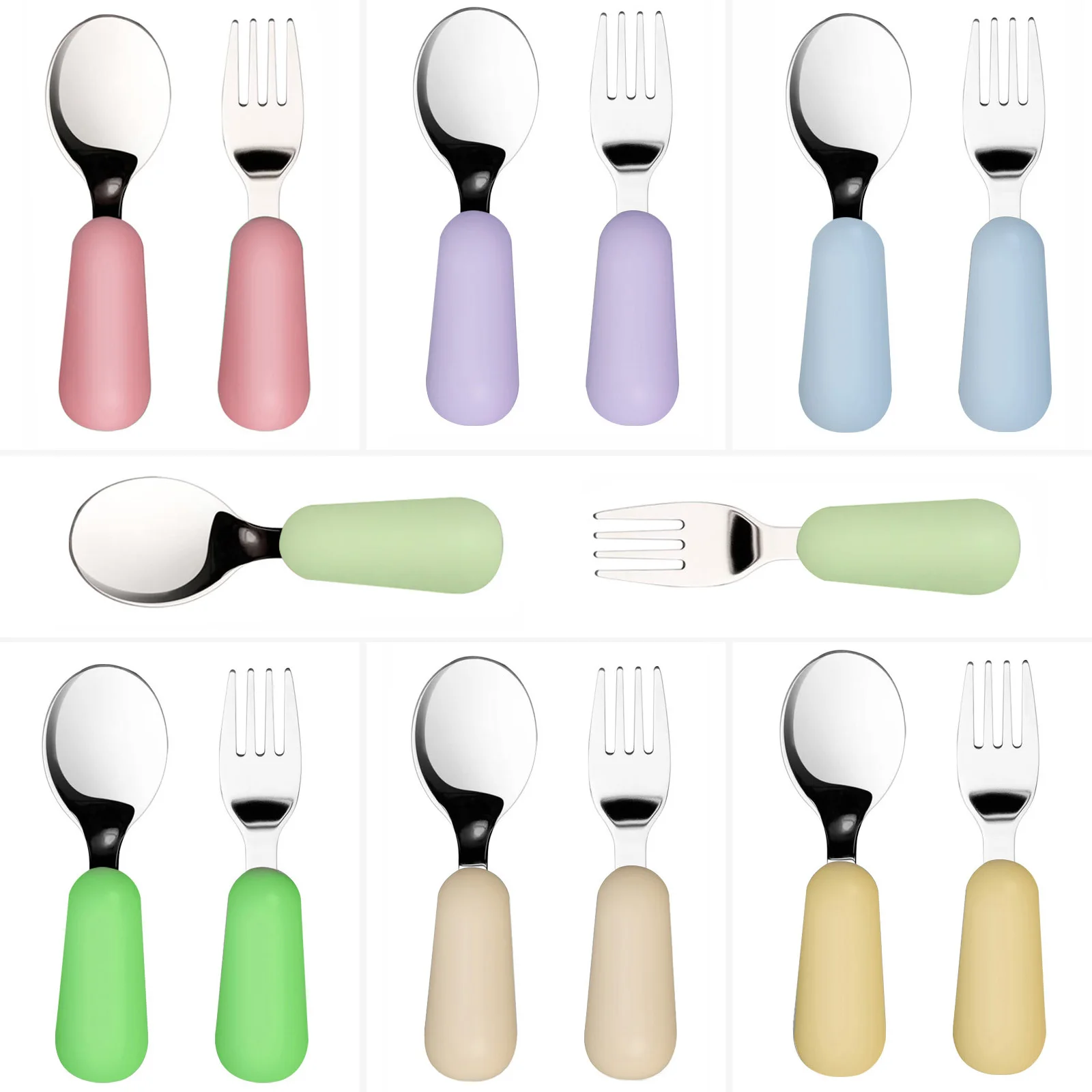

Baby Gadgets Tableware Set Children Utensil Stainless Steel Toddler Dinnerware Cutlery Cartoon Infant Food Feeding Spoon Fork