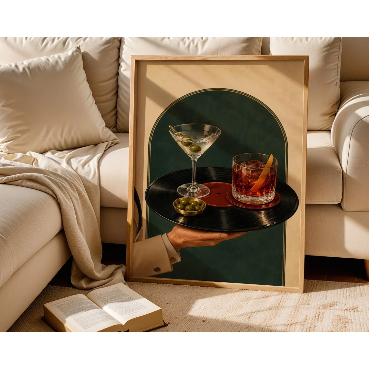 Vintage Martini Vinyl Record Canvas Prints Poster Retro Music Beverage Abstract Art Print Kitchen Bar Wall Art Home Decor Poster