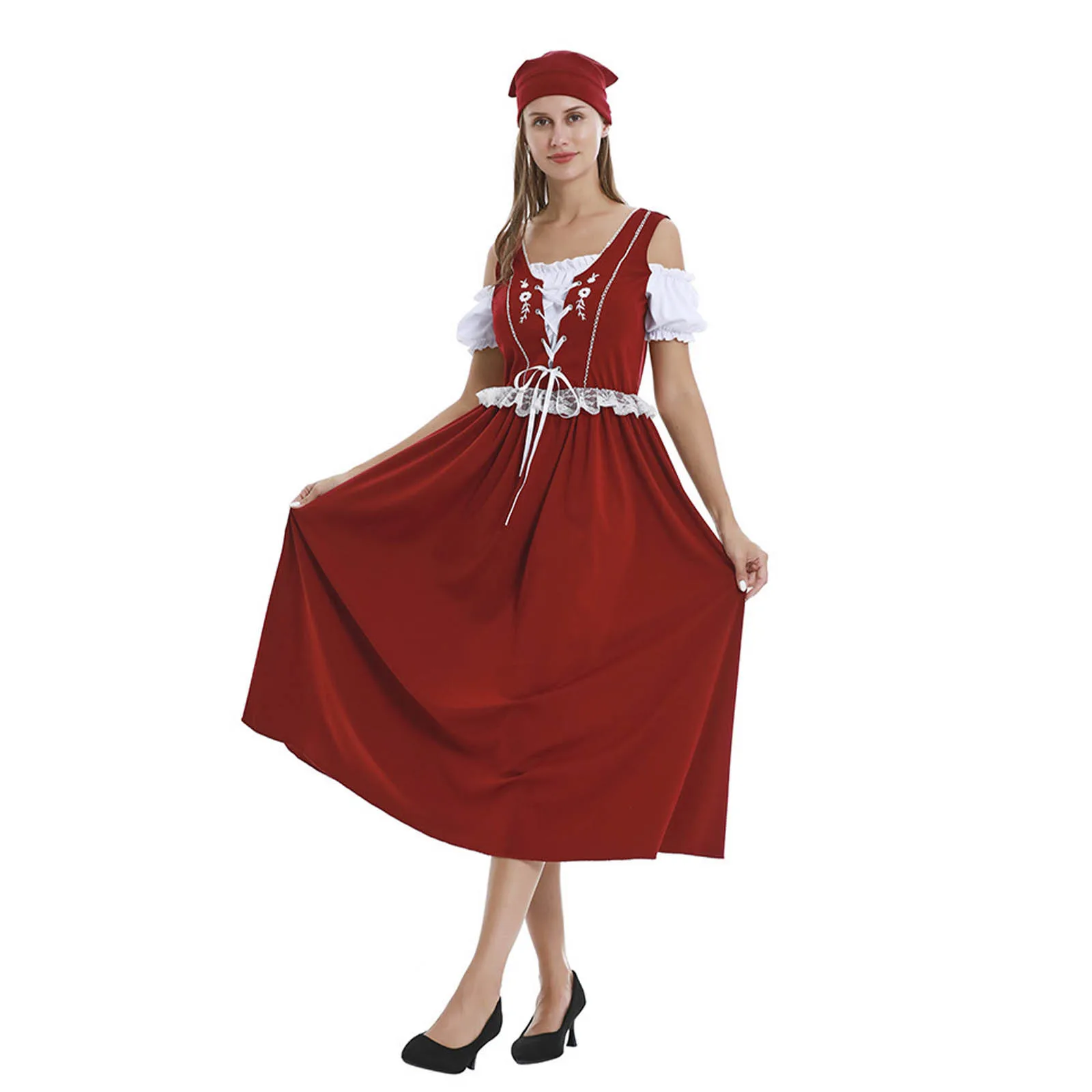 Women's Bavarian Oktoberfest Dress Set Traditional Ethnic Clothing With Headband Vintage Fancy Traditional Oktoberfest Costume