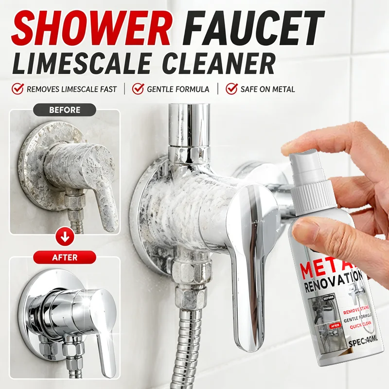 KJM Metal Renovation Cleaning Spray Bathroom Limescale Stain Remover For Shower Tap Faucet Showerhead Stainless Steel Fixtures