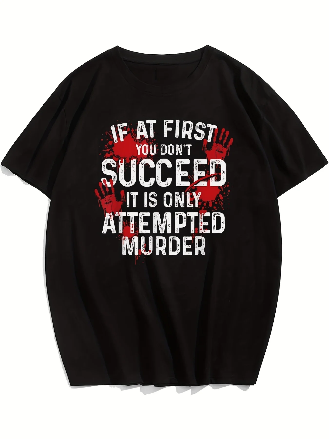 Men's Plus Size T-Shirt - Casual Round-Neck Short-Sleeve T-Shirt with Humorous 
