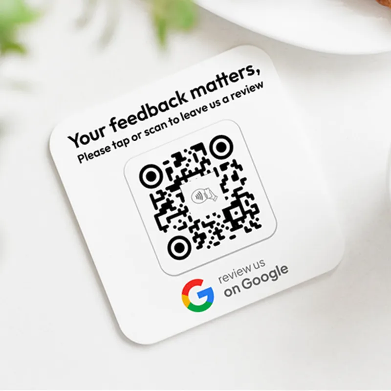 NFC Google Tap To Review Plaque to Boost Your Online Presence Business Review with QR Code Custom Acrylic Social Media Signs