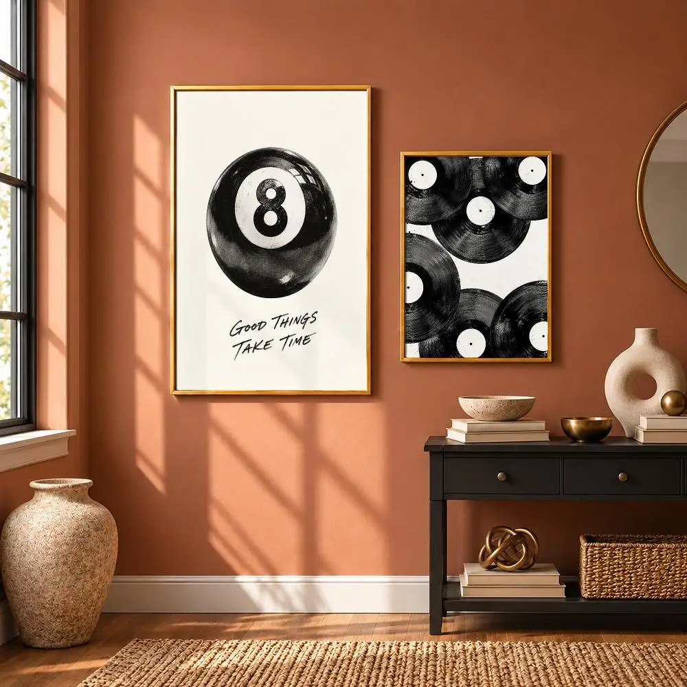 Retro Vinyl Eight Poster Art Wall Stickers & Self-Adhesive Decals for Home, Bedroom & Living Room