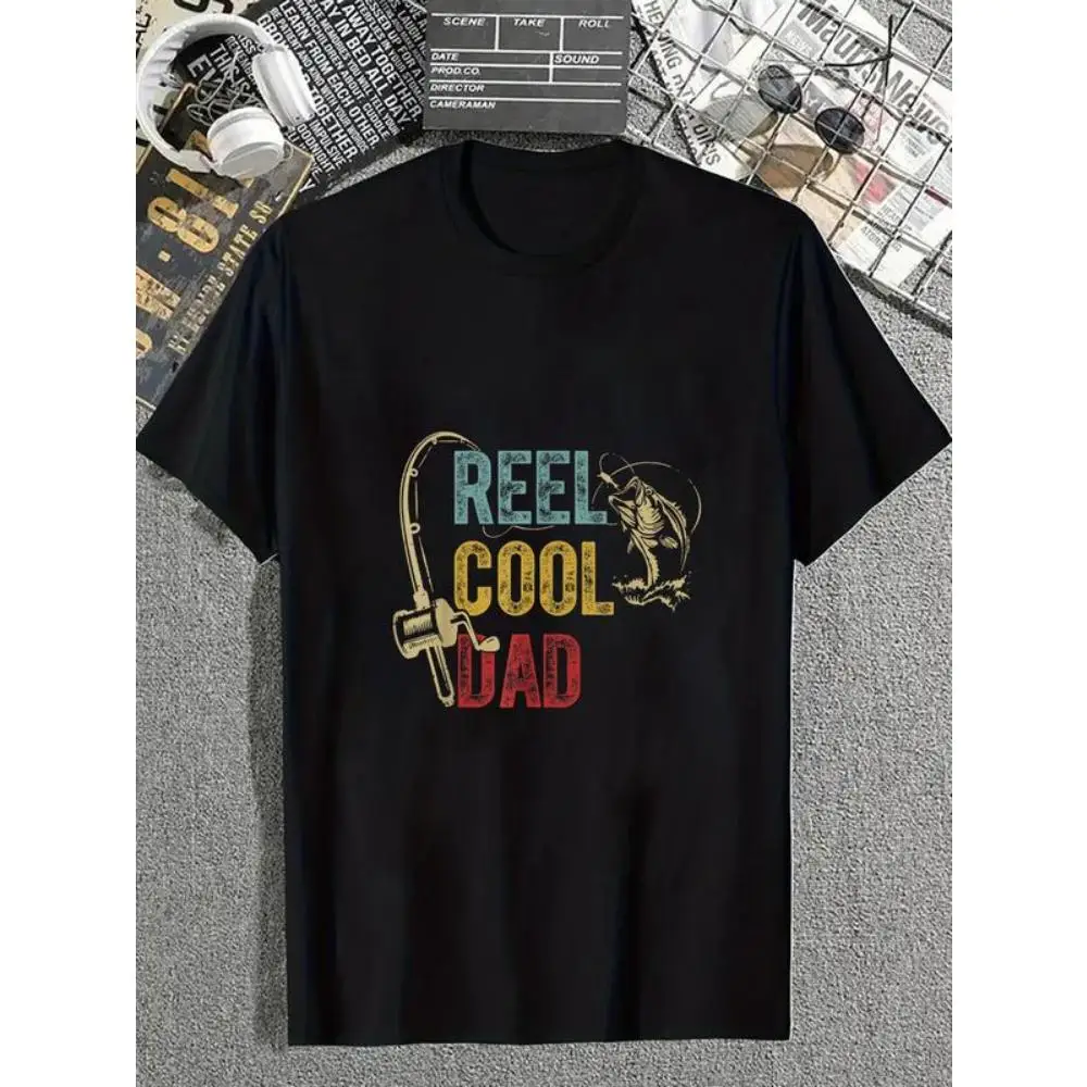 

"Reel Cool Dad T-Shirt Men's Women's Funny Fishing Gift Father's Day Present Retro Angler Graphic Tee Best Daddy Birthday Top"