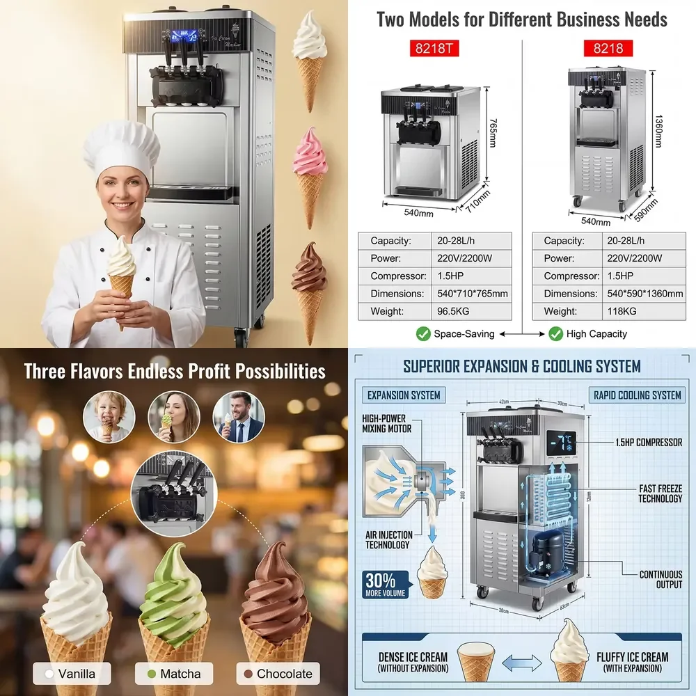 2026 Commercial Stainless Steel Ice Cream Machine Electric Fruit Yogurt Soft Serve Ice Cream Maker Heavy for Cafe for
