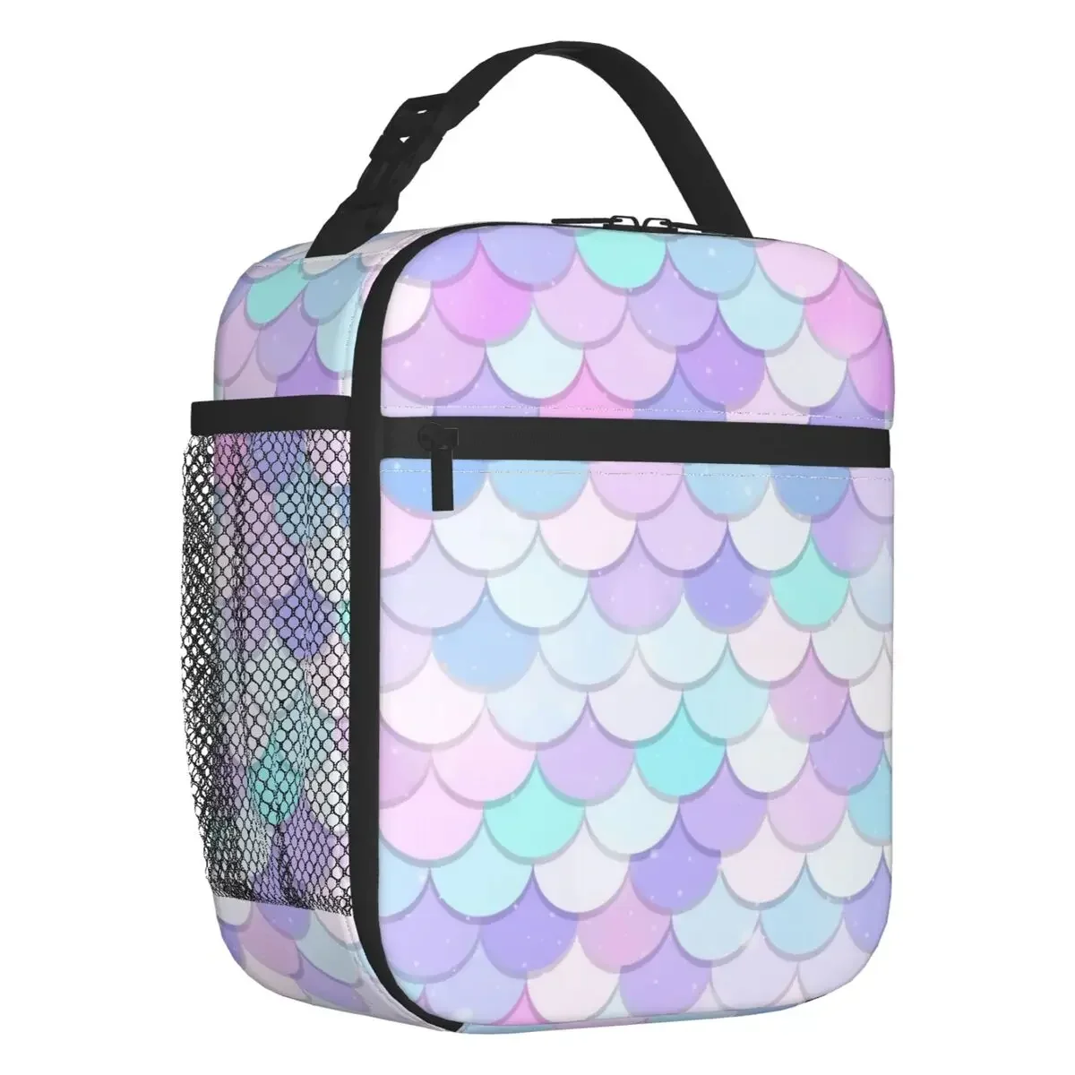 Fish Scales Seamless Mermaid Portable Lunch Boxes Women Multifunction Thermal Cooler Food Insulated Lunch Bag Office Work