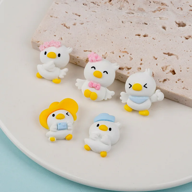 10pcs Cartoon Mini Ducks Resin Flat Back Embellishments Cabochon Scrapbook Charms for Jewelry Accessories for Girls
