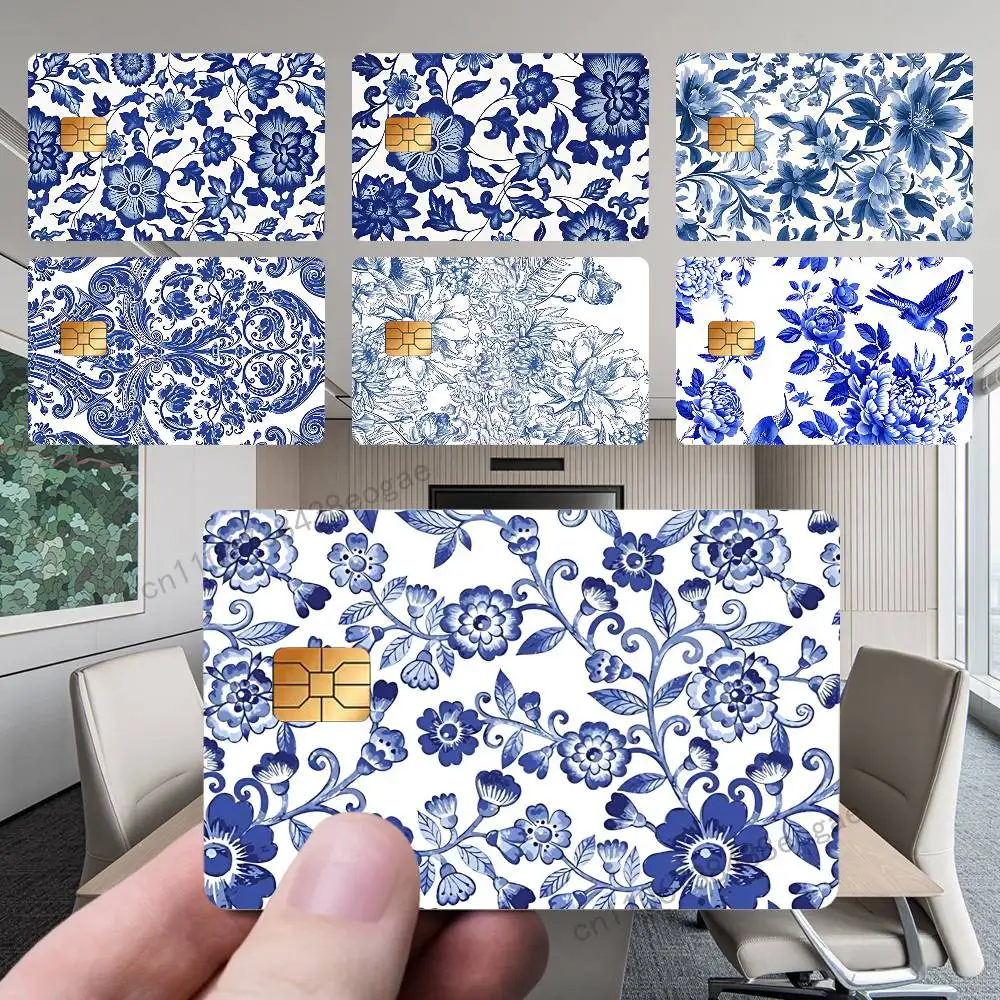 

Blue White Porcelain Art Decorative Credit Card Skin Protection Card Stickers Creative Credit Debit Card Stickers