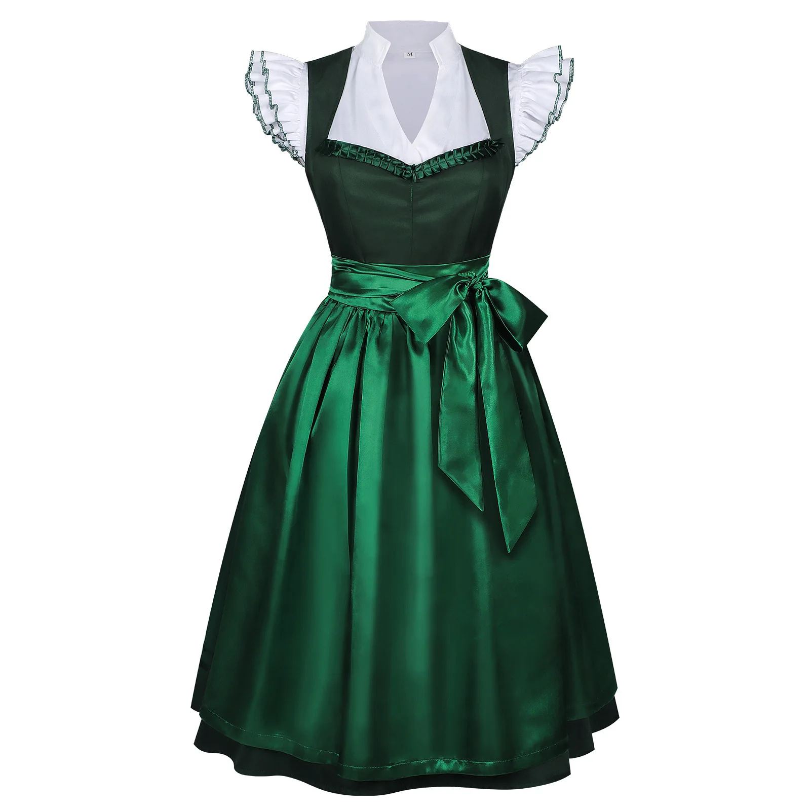 Deutsches Oktoberfest Dirndl-Kostüm für Damen, elegantes Spitzen-Blumen-Bayerisches Traditionelles Kleid, Vintage-Dienstmädchen-Festival-Cosplay-Fantasie-Anzug – Detail 12
