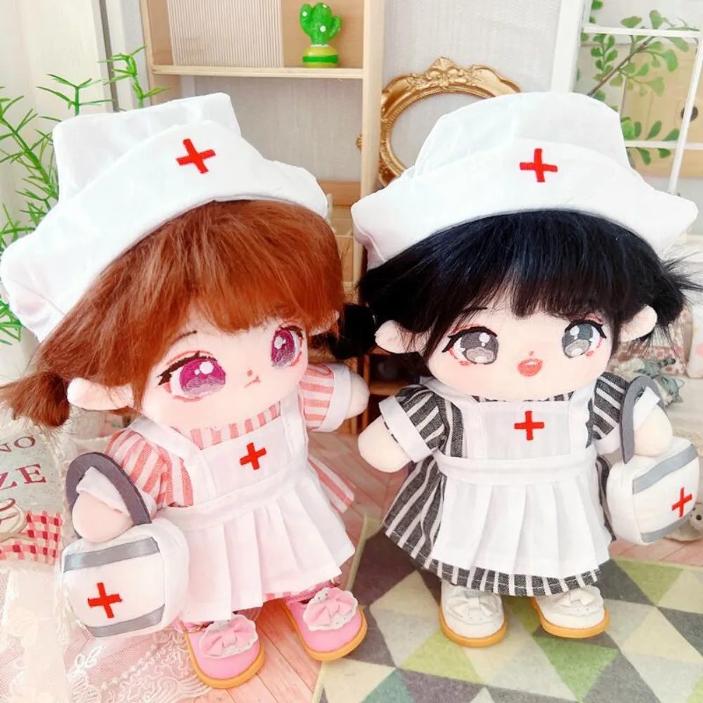 Nurse Dress Set 20CM Cotton Doll Clothes Replacement Outfit Stuffed Doll Plush Suit Princess Shoes Mini Plush Toys Clothes