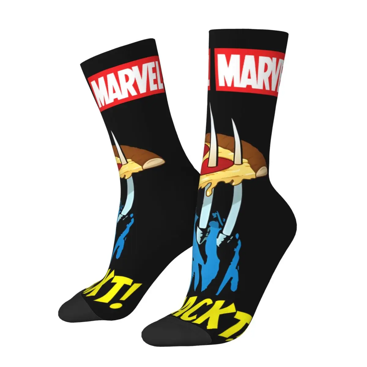 Happy Funny Snack Men's Socks Vintage Harajuku Marvel X-man Deadpool & Wolverine Hip Hop Novelty Pattern Crew Crazy Sock